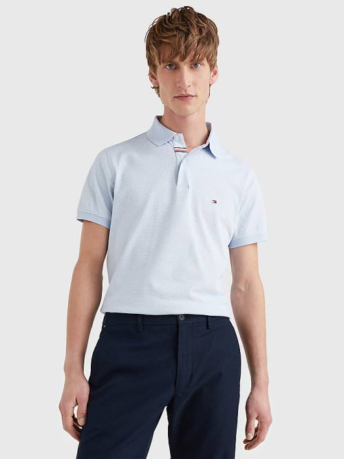 Tommy Hilfiger Micro Print Slim Fit Poloshirt Heren Blauw | TH754UWG