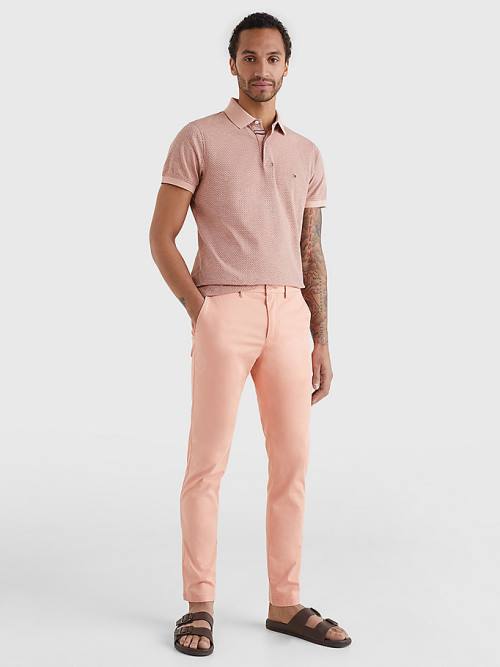 Tommy Hilfiger Micro Print Slim Fit Poloshirt Heren Roze | TH853XAL