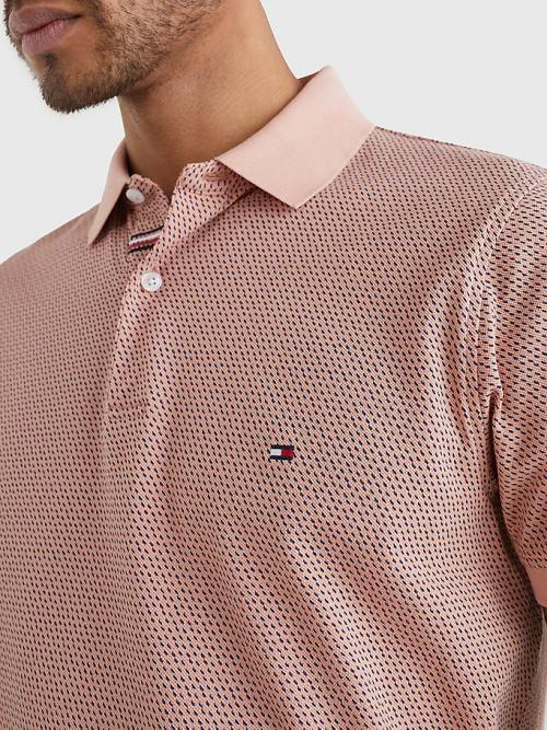 Tommy Hilfiger Micro Print Slim Fit Poloshirt Heren Roze | TH853XAL