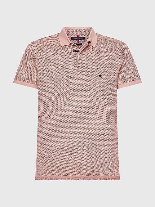 Tommy Hilfiger Micro Print Slim Fit Poloshirt Heren Roze | TH853XAL