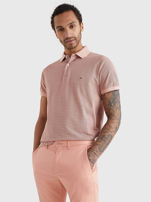 Tommy Hilfiger Micro Print Slim Fit Poloshirt Heren Roze | TH853XAL