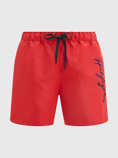 Tommy Hilfiger Mid Length Signature Logo Shorts Zwemkleding Heren Rood | TH625XNK