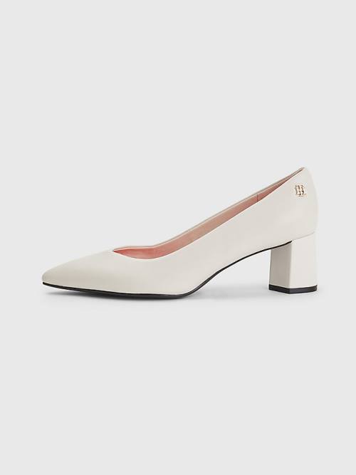 Tommy Hilfiger Mid Leren Pumps Hakken Dames Beige | TH109SUJ