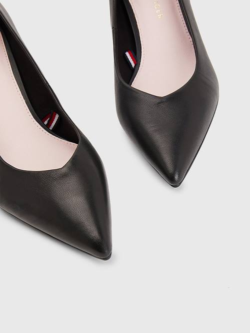 Tommy Hilfiger Mid Leren Pumps Hakken Dames Zwart | TH923KRV