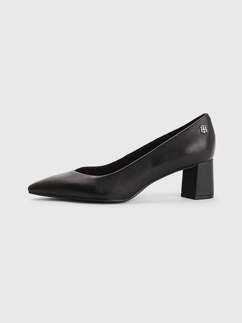 Tommy Hilfiger Mid Leren Pumps Hakken Dames Zwart | TH923KRV