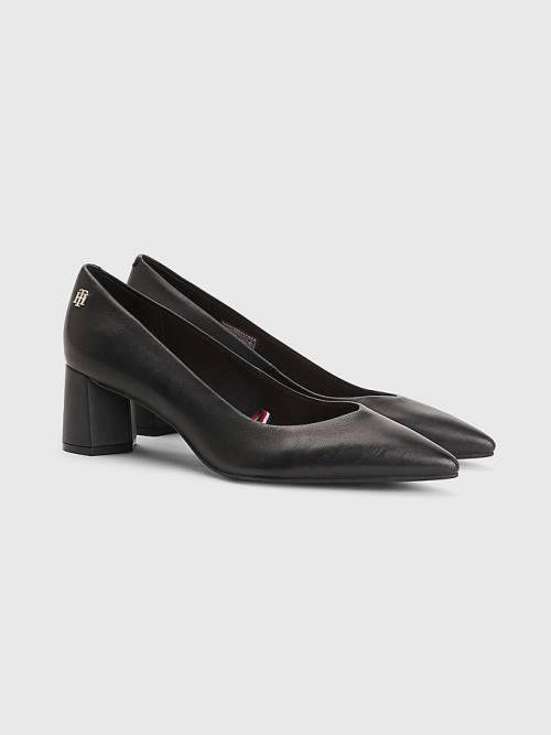 Tommy Hilfiger Mid Leren Pumps Hakken Dames Zwart | TH923KRV