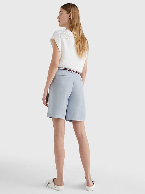 Tommy Hilfiger Mid Rise Chino Korte Broek Dames Blauw | TH047RSD