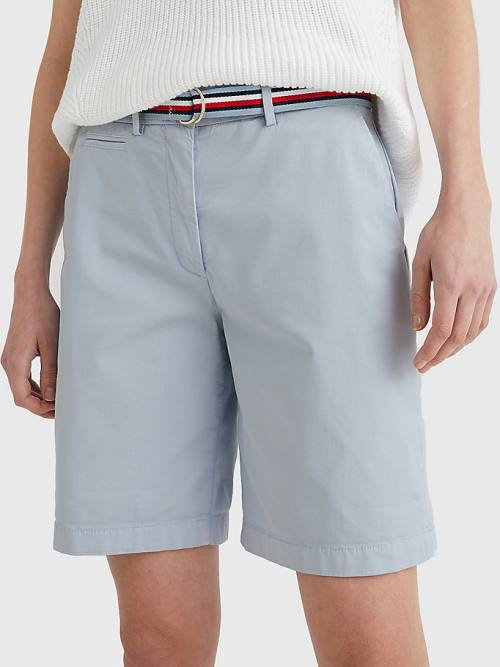 Tommy Hilfiger Mid Rise Chino Korte Broek Dames Blauw | TH047RSD