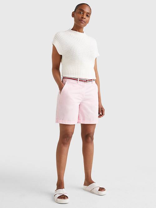 Tommy Hilfiger Mid Rise Chino Korte Broek Dames Roze | TH967AKJ