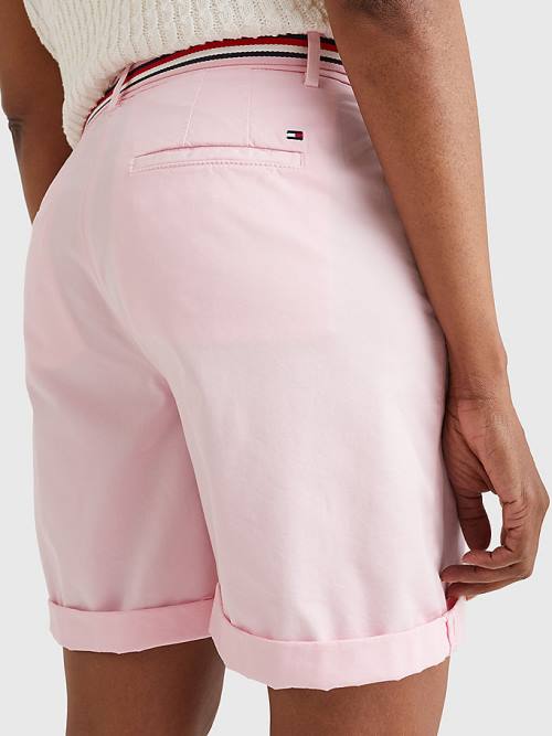 Tommy Hilfiger Mid Rise Chino Korte Broek Dames Roze | TH967AKJ