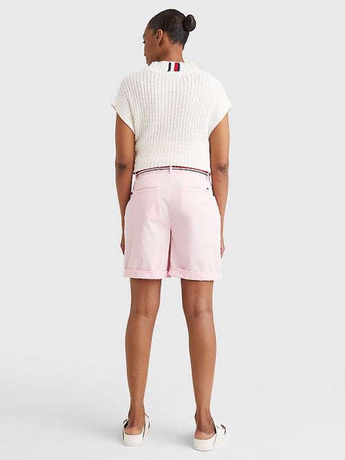 Tommy Hilfiger Mid Rise Chino Korte Broek Dames Roze | TH967AKJ