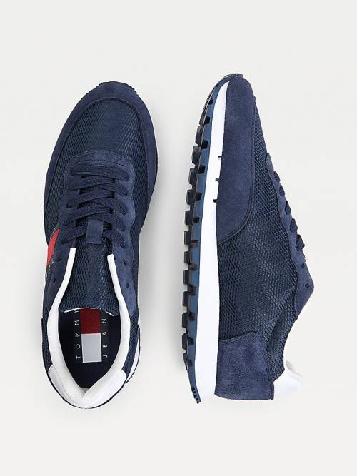 Tommy Hilfiger Mixed Panel Sneakers Heren Blauw | TH539WIB