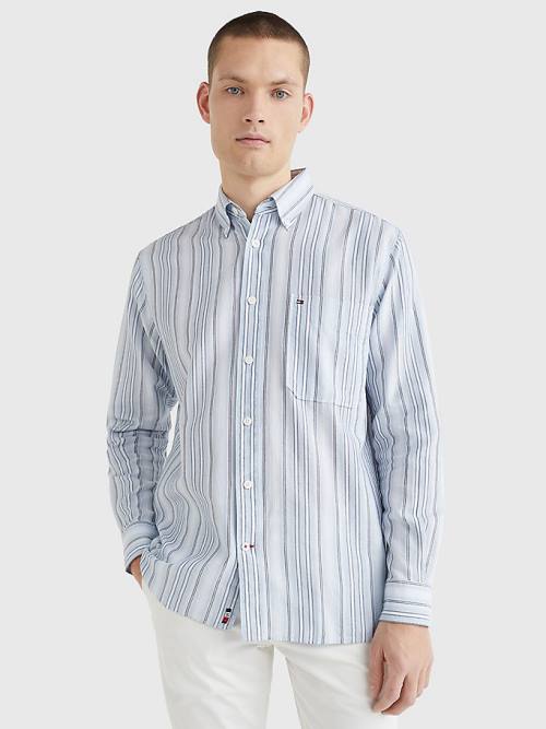 Tommy Hilfiger Mixed Stripe Oxford Overhemd Heren Blauw | TH321STG