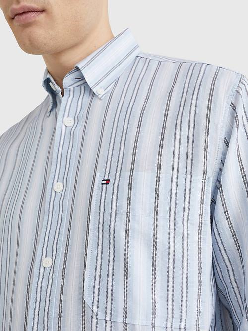 Tommy Hilfiger Mixed Stripe Oxford Overhemd Heren Blauw | TH321STG