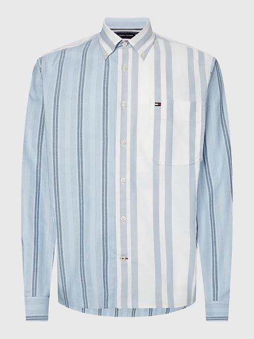 Tommy Hilfiger Mixed Stripe Oxford Overhemd Heren Blauw | TH560VTR