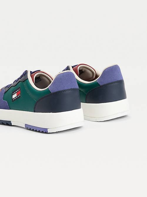 Tommy Hilfiger Mixed Texture Colour-Blocked Sneakers Heren Groen | TH357OJN