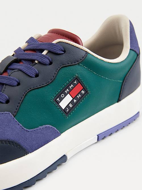 Tommy Hilfiger Mixed Texture Colour-Blocked Sneakers Heren Groen | TH357OJN