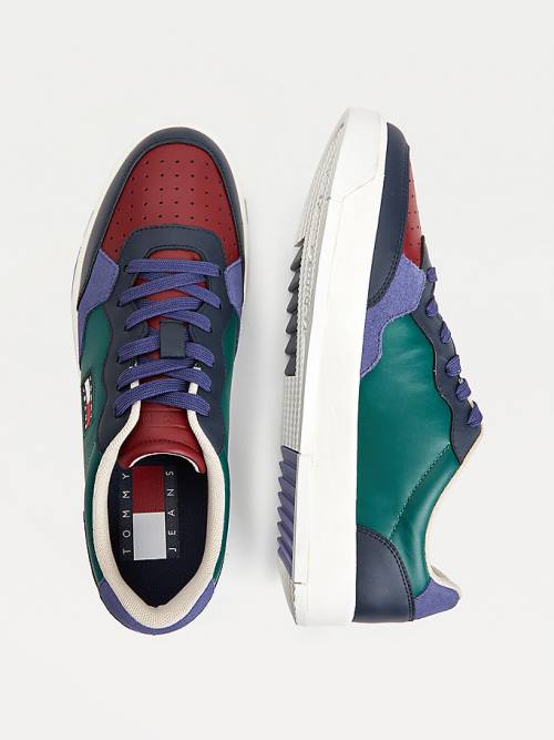 Tommy Hilfiger Mixed Texture Colour-Blocked Sneakers Heren Groen | TH357OJN