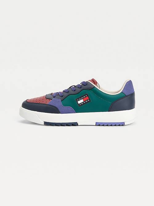 Tommy Hilfiger Mixed Texture Colour-Blocked Sneakers Heren Groen | TH357OJN