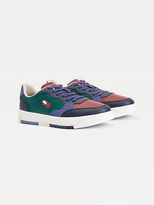 Tommy Hilfiger Mixed Texture Colour-Blocked Sneakers Heren Groen | TH357OJN