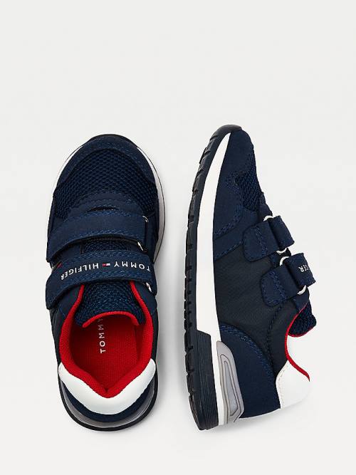 Tommy Hilfiger Mixed Texture Hook And Loop Sneakers Jongens Blauw | TH197UKS