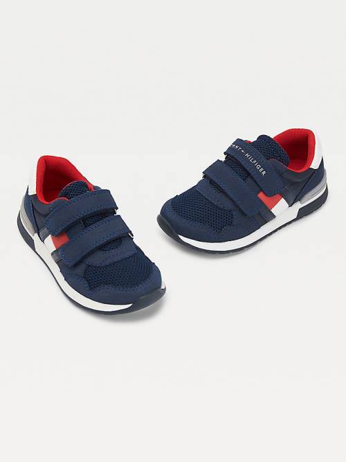 Tommy Hilfiger Mixed Texture Hook And Loop Sneakers Jongens Blauw | TH197UKS