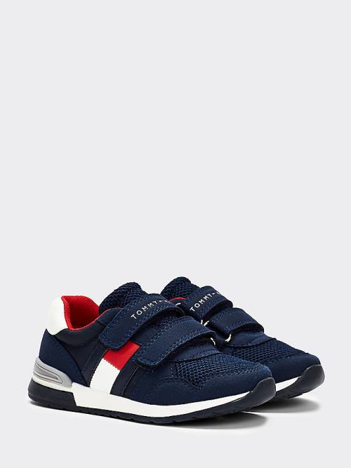 Tommy Hilfiger Mixed Texture Hook And Loop Sneakers Jongens Blauw | TH197UKS