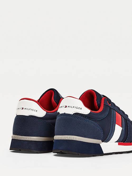 Tommy Hilfiger Mixed Texture Kanten-Up Sneakers Jongens Blauw | TH189GNW