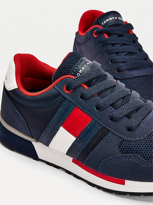 Tommy Hilfiger Mixed Texture Kanten-Up Sneakers Jongens Blauw | TH189GNW