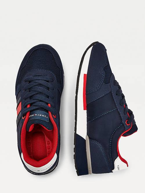 Tommy Hilfiger Mixed Texture Kanten-Up Sneakers Jongens Blauw | TH189GNW