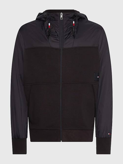 Tommy Hilfiger Mixed Texture Zip-Thru Hoodie Heren Zwart | TH780EWM