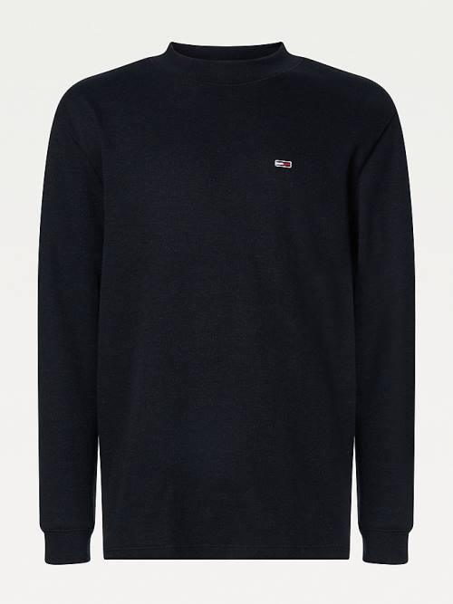 Tommy Hilfiger Mock Neck Jumper T-shirts Heren Zwart | TH148BPQ