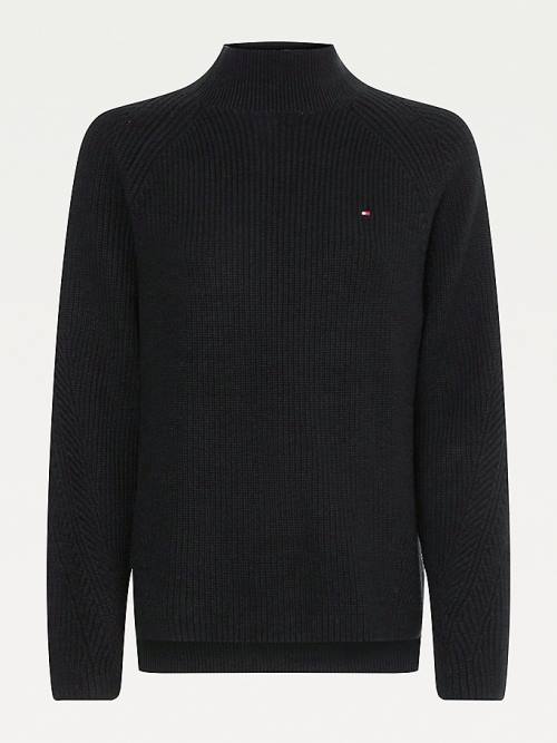 Tommy Hilfiger Mock Turtleneck Organic Katoenen Knit Jumper Truien Dames Zwart | TH278NUE