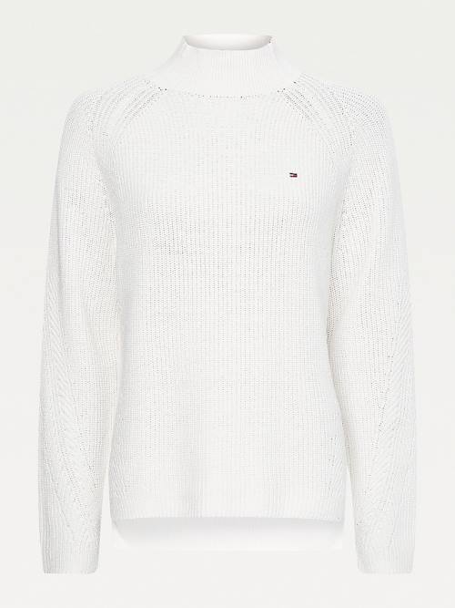 Tommy Hilfiger Mock Turtleneck Organic Katoenen Knit Jumper Truien Dames Wit | TH623BLA