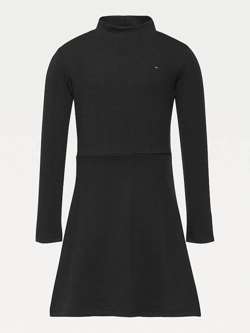 Tommy Hilfiger Mock Turtleneck Skater Jurken Meisjes Zwart | TH382XIZ