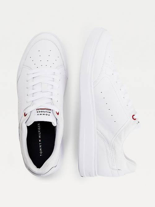 Tommy Hilfiger Modern Cupsole Leren Sneakers Heren Wit | TH630ZSA