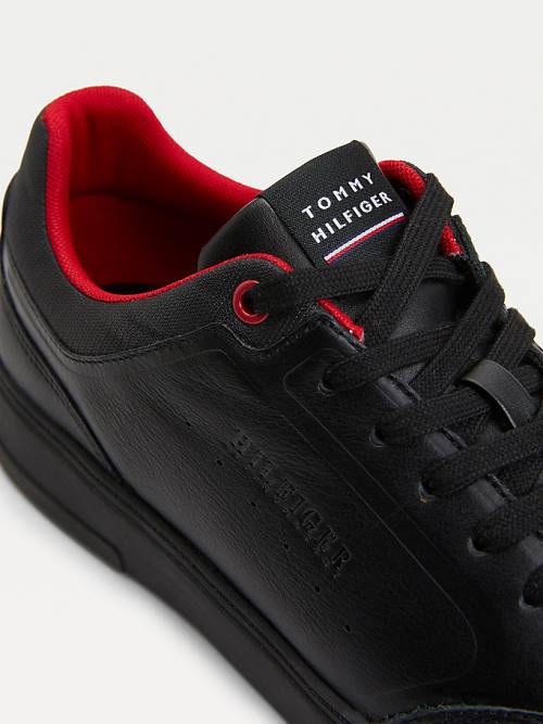 Tommy Hilfiger Modern Cupsole Leren Sneakers Heren Zwart | TH859HKD