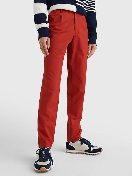 Tommy Hilfiger Modern Relaxed Fit Poplin Chinos Broek Heren Rood | TH173VKS