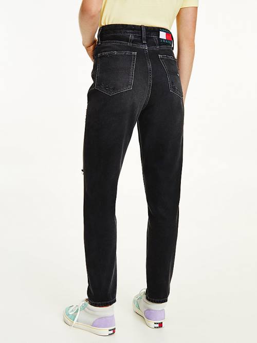 Tommy Hilfiger Mom Ultra High Rise Tapered Black Jeans Dames Denim | TH178DSZ