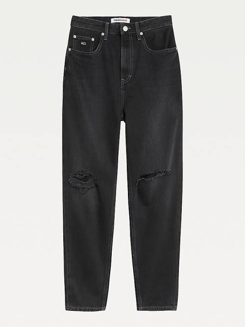 Tommy Hilfiger Mom Ultra High Rise Tapered Black Jeans Dames Denim | TH178DSZ