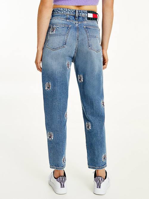 Tommy Hilfiger Mom Ultra High Rise Tapered Logo Embroidery Jeans Dames Denim | TH197FUZ