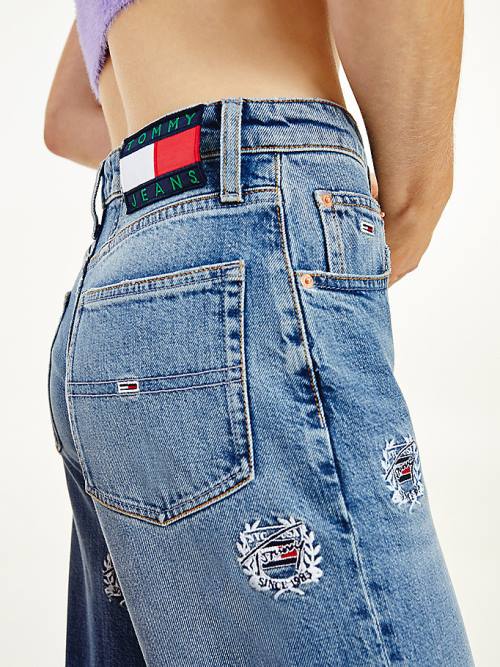 Tommy Hilfiger Mom Ultra High Rise Tapered Logo Embroidery Jeans Dames Denim | TH197FUZ