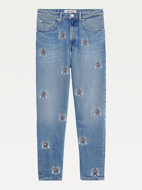 Tommy Hilfiger Mom Ultra High Rise Tapered Logo Embroidery Jeans Dames Denim | TH197FUZ