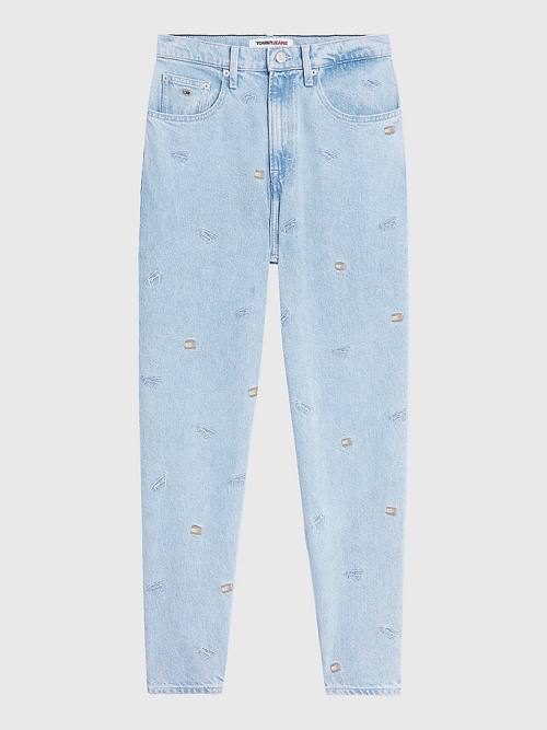 Tommy Hilfiger Mom Ultra High Rise Tapered Embroidery Jeans Dames Denim | TH204POK