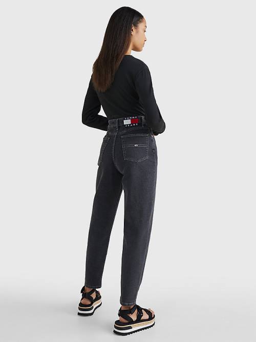 Tommy Hilfiger Mom Ultra High Rise Tapered Black Jeans Dames Denim | TH831JUN