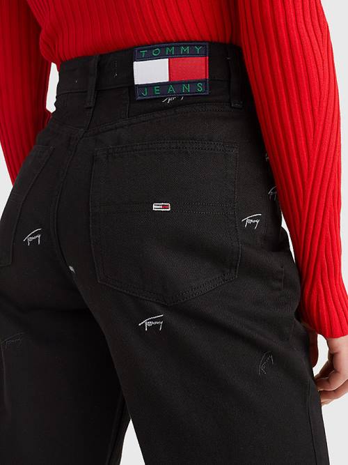 Tommy Hilfiger Mom Ultra High Rise Tapered Embroidery Jeans Dames Denim | TH950YVG