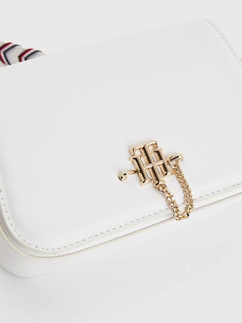 Tommy Hilfiger Monogram Chain Crossover Mini Tassen Dames Wit | TH619ZCI