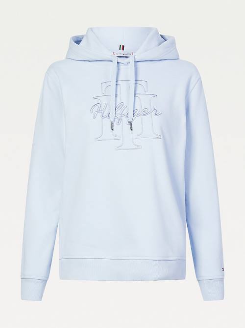 Tommy Hilfiger Monogram Embroidery Regular Fit Hoodie Dames Blauw | TH263EFY