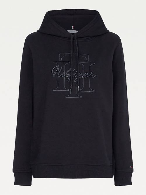 Tommy Hilfiger Monogram Embroidery Regular Fit Hoodie Dames Zwart | TH304PGX