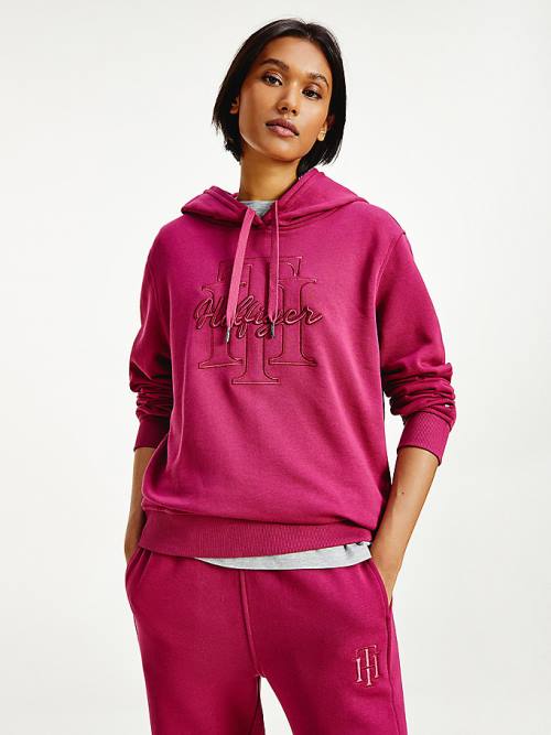 Tommy Hilfiger Monogram Embroidery Regular Fit Hoodie Dames Rood | TH657PKV